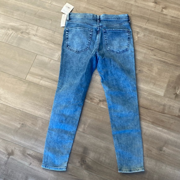 Free People High Rise Turquoise Busted Out Knee Skinny Jean Size 28 Short - Picture 5 of 9